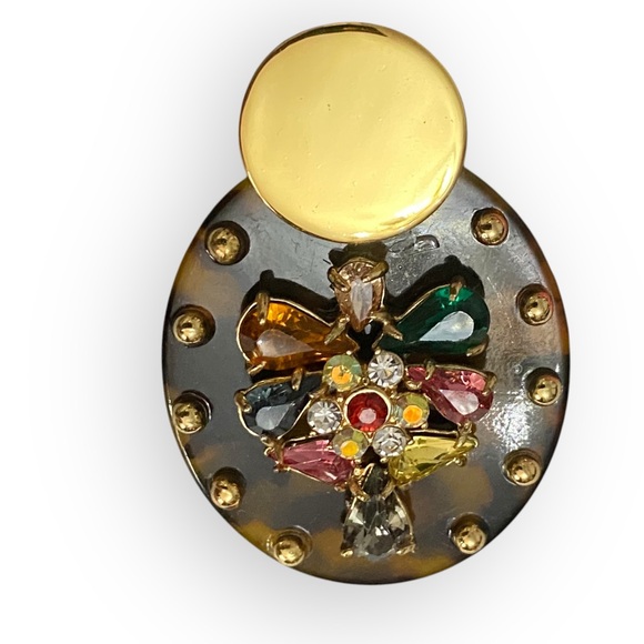 162‎ J. Crew Tortoise Rhinestone Flower Earrings - Picture 5 of 10